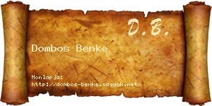 Dombos Benke névjegykártya
